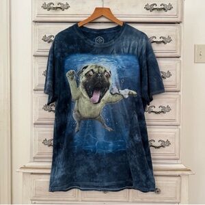Pug Dog Lover Blue Graphic Tee